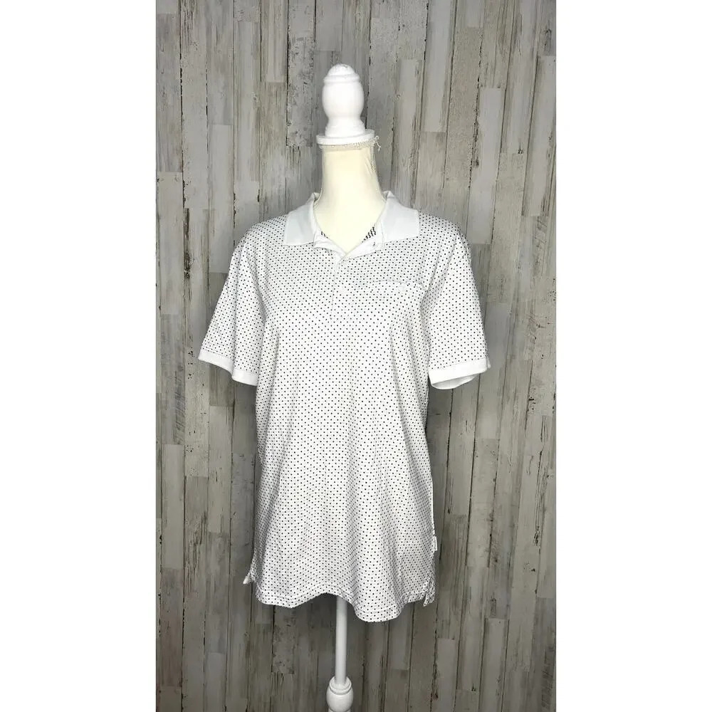 NWT Peter‎ Werth Men's White Polka Dot Short Sleeve Polo Shirt Size Small